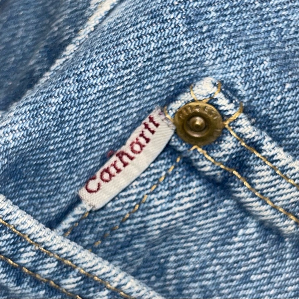 Carhartt Mens Size 42 Relaxed Fit Heavyweight Work Denim Light Wash Blue Classic - Picture 4 of 13